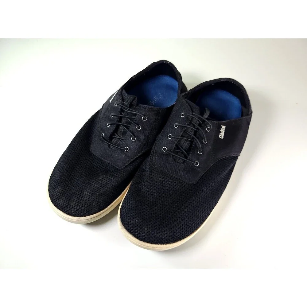 OluKai Nohea Moku Men 10.5 Black Mesh Boat Shoes Drop In Heel Sneakers 10283